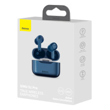 Бездротові Bluetooth навушники Baseus Encok SIMU TWS S1 Pro з функціями шумоподавлення ANC та бездротової зарядки Qi Синій