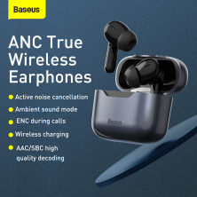Бездротові Bluetooth навушники Baseus Encok SIMU TWS S1 Pro з функціями шумоподавлення ANC та бездротової зарядки Qi Чорний