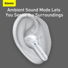 Бездротові навушники Bluetooth Baseus Encok SIMU TWS S1 з функцією шумоподавлення ANC Білий