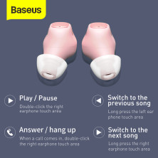 Бездротові Bluetooth навушники Baseus Encok TWS WM01 Рожевий