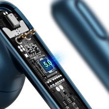 Бездротові Bluetooth навушники Baseus Encok SIMU TWS S2 з функціями шумоподавлення ANC та бездротової зарядки Qi Синій