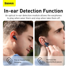 Бездротові Bluetooth навушники Baseus Encok SIMU TWS S2 з функціями шумоподавлення ANC та бездротової зарядки Qi Синій