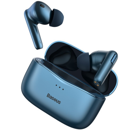 Бездротові Bluetooth навушники Baseus Encok SIMU TWS S2 з функціями шумоподавлення ANC та бездротової зарядки Qi Синій