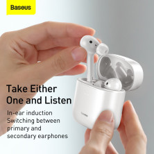 Бездротові Bluetooth навушники Baseus Encok TWS W06 з функцією бездротової зарядки Qi Білий