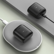 Бездротові Bluetooth навушники Baseus Encok TWS W06 з функцією бездротової зарядки Qi Чорний