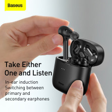 Бездротові Bluetooth навушники Baseus Encok TWS W06 з функцією бездротової зарядки Qi Чорний