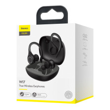 Бездротові Bluetooth навушники Baseus Encok TWS W17 з функцією бездротової зарядки Qi Чорний