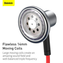 Наушники Baseus Encok H19 Wired Earphone 3.5mm Красный