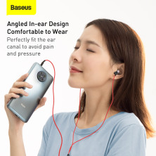 Наушники Baseus Encok H19 Wired Earphone 3.5mm Красный