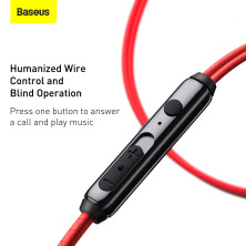 Наушники Baseus Encok H19 Wired Earphone 3.5mm Красный