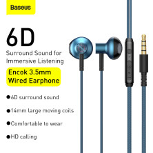 Наушники Baseus Encok H19 Wired Earphone 3.5mm Синий