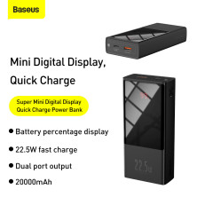 УМБ Baseus Super Mini 20000mAh 22.5W 5A з технологією QC3.0 + PD3.0 + Кабель USB to Type-C Чорний