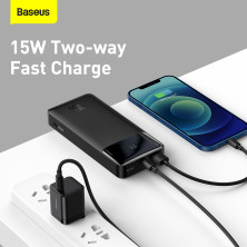 УМБ Baseus Bipow Digital Display 20000mAh 15W 3A 2USB + Type-C Чорний