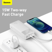 УМБ Baseus Bipow Digital Display 30000mAh 15W 3A 2USB + Type-C Білий