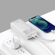 УМБ Baseus Bipow Digital Display 30000mAh 15W 3A 2USB + Type-C Білий