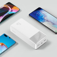 УМБ Baseus Bipow Digital Display 30000mAh 15W 3A 2USB + Type-C Білий