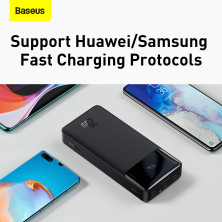 УМБ Baseus Bipow Digital Display 20000mAh 20W 3A с технологией QC3.0+PD3.0 2USB+Type-C + Кабель USB to Micro USB Черный