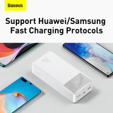 УМБ Baseus Bipow Digital Display 30000mAh 20W 3A з технологією QC3.0 + PD3.0 2USB + Type-C + Кабель USB to Micro USB Білий