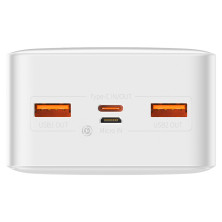 УМБ Baseus Bipow Digital Display 30000mAh 20W 3A с технологией QC3.0+PD3.0 2USB+Type-C + Кабель USB to Micro USB Белый