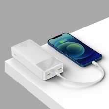УМБ Baseus Bipow Digital Display 30000mAh 20W 3A с технологией QC3.0+PD3.0 2USB+Type-C + Кабель USB to Micro USB Белый