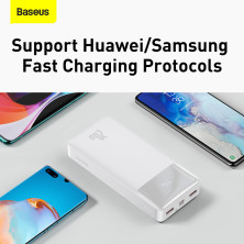 УМБ Baseus Bipow Digital Display 20000mAh 20W 3A з технологією QC3.0 + PD3.0 2USB + Type-C + Кабель USB to Micro USB Білий