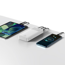 УМБ Baseus Bipow Digital Display 20000mAh 20W 3A з технологією QC3.0 + PD3.0 2USB + Type-C + Кабель USB to Micro USB Білий