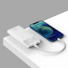 УМБ Baseus Bipow Digital Display 10000mAh 20W 3A с технологией QC3.0+PD3.0 2USB+Type-C + Кабель USB to Micro USB Белый