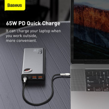 УМБ Baseus Adaman Metal Digital Display 20000mAh 65W 6A з технологією QC3.0 + PD3.0 2USB + Type-C + Кабель USB to Type-C Чорний