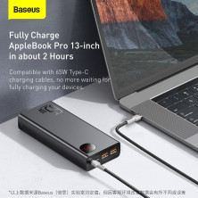 УМБ Baseus Adaman Metal Digital Display 20000mAh 65W 6A з технологією QC3.0 + PD3.0 2USB + Type-C + Кабель USB to Type-C Чорний
