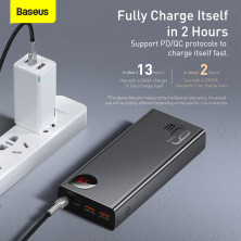 УМБ Baseus Adaman Metal Digital Display 20000mAh 65W 6A з технологією QC3.0 + PD3.0 2USB + Type-C + Кабель USB to Type-C Чорний