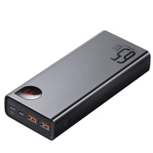 УМБ Baseus Adaman Metal Digital Display 20000mAh 65W 6A з технологією QC3.0 + PD3.0 2USB + Type-C + Кабель USB to Type-C Чорний