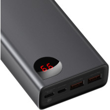 УМБ Baseus Adaman Metal Digital Display 20000mAh 65W 6A з технологією QC3.0 + PD3.0 2USB + Type-C + Кабель USB to Type-C Чорний