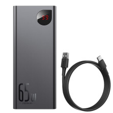 УМБ Baseus Adaman Metal Digital Display 20000mAh 65W 6A з технологією QC3.0 + PD3.0 2USB + Type-C + Кабель USB to Type-C Чорний