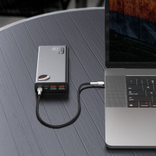 УМБ Baseus Adaman Metal Digital Display 20000mAh 65W 6A з технологією QC3.0 + PD3.0 2USB + Type-C + Кабель USB to Type-C Чорний