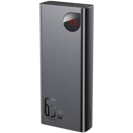 УМБ Baseus Adaman Metal Digital Display 20000mAh 65W 6A з технологією QC3.0 + PD3.0 2USB + Type-C + Кабель USB to Type-C Чорний