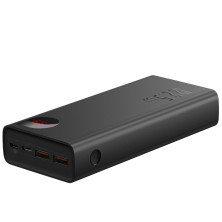 УМБ Baseus Adaman Metal Digital Display 30000mAh 22.5W 5A с технологией QC3.0+PD3.0 2USB+Type-C + Кабель USB to Type-C Черный