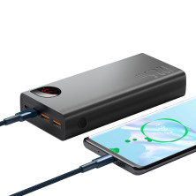 УМБ Baseus Adaman Metal Digital Display 30000mAh 22.5W 5A с технологией QC3.0+PD3.0 2USB+Type-C + Кабель USB to Type-C Черный