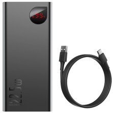 УМБ Baseus Adaman Metal Digital Display 30000mAh 22.5W 5A с технологией QC3.0+PD3.0 2USB+Type-C + Кабель USB to Type-C Черный