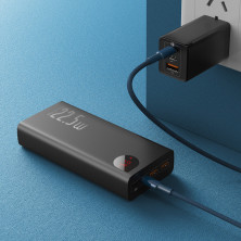 УМБ Baseus Adaman Metal Digital Display 30000mAh 22.5W 5A с технологией QC3.0+PD3.0 2USB+Type-C + Кабель USB to Type-C Черный