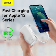 УМБ Baseus Q Pow 20000mAh 20W 5A з технологією QC3.0+PD3.0 та iP кабелем 20W Білий