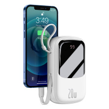 УМБ Baseus Q Pow 20000mAh 20W 5A з технологією QC3.0+PD3.0 та iP кабелем 20W Білий