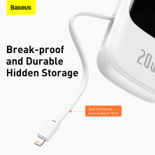 УМБ Baseus Q Pow 20000mAh 20W 5A з технологією QC3.0+PD3.0 та iP кабелем 20W Білий