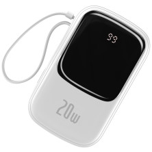 УМБ Baseus Q Pow 20000mAh 20W 5A з технологією QC3.0+PD3.0 та iP кабелем 20W Білий