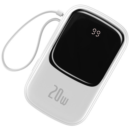 УМБ Baseus Q Pow 20000mAh 20W 5A з технологією QC3.0+PD3.0 та iP кабелем 20W Білий