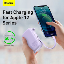 УМБ Baseus Q Pow 20000mAh 20W 5A з технологією QC3.0+PD3.0 та iP кабелем 20W Фіолетовий