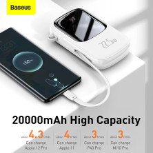 УМБ Baseus Q Pow 20000mAh 22.5W 5A з технологією QC3.0+PD3.0 та Type-C кабелем 22.5W Білий