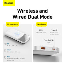 УМБ Baseus Magnetic 1in2 10000mAh 20W 3A QC3.0+PD3.0 с Беспроводной зарядкой Qi 10W Белый