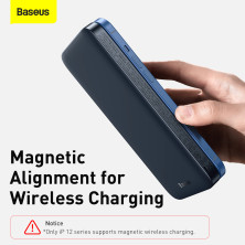УМБ Baseus Magnetic 1in2 10000mAh 20W 3A QC3.0+PD3.0 с Беспроводной зарядкой Qi 10W Синий