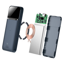 УМБ Baseus Magnetic 1in2 10000mAh 20W 3A QC3.0+PD3.0 с Беспроводной зарядкой Qi 10W Синий