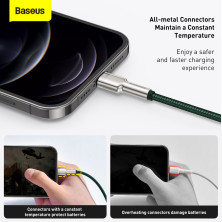 Кабель Baseus Cafule Metal Cable USB to Lightning 2.4A 1m Зелений